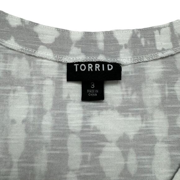 TORRID White Gray Burnout Tie Front Lightweight Blouse Size 3 3X Pullover - Picture 6 of 9